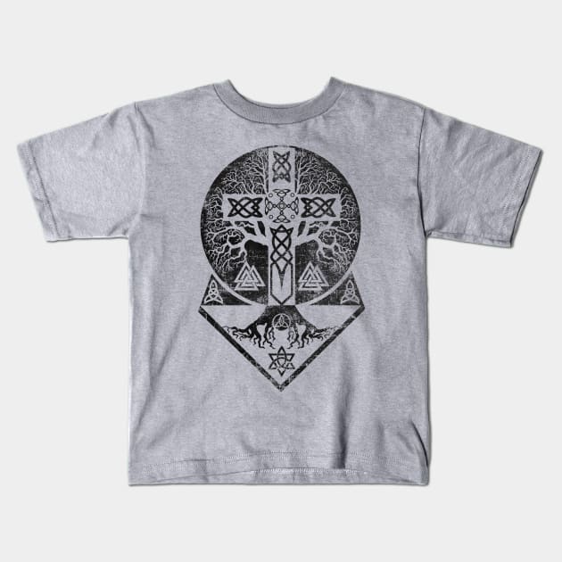 Tree of life  -Yggdrasil  and Celtic Cross Kids T-Shirt by Nartissima